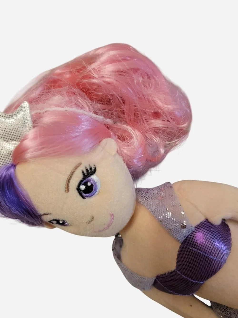 Plush Mermaid Doll in Pink & Purple Hair - Sparkle Tail Mermaid Toy